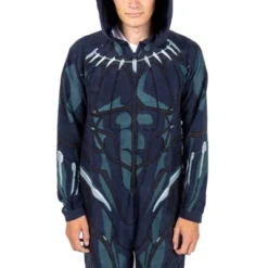 Marvel Black Panther Men's Hooded Union Suit With Leg Hem