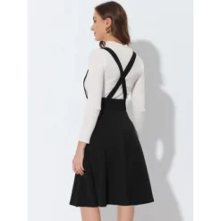 Allegra K Women's High Waist Solid Color Button Decor Flared Midi Suspender Skirt -Best Clothing Store GUEST 7a44831b 76f7 4089 9f6c 74958f40e119