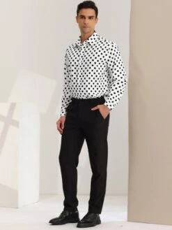 Lars Amadeus Men's Button Down Long Sleeves Casual Polka Dots Print Shirts -Best Clothing Store GUEST 7b4f4a94 3dbd 431e 97c6 d8869ccd834d
