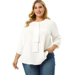 Agnes Orinda Women's Plus Size Work Round Neck Ruffle Chiffon Blouse Top -Best Clothing Store GUEST 7f06f759 d343 404e ae89 82fafdcb69b1