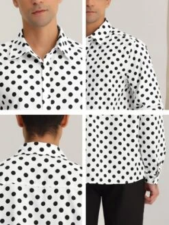 Lars Amadeus Men's Button Down Long Sleeves Casual Polka Dots Print Shirts -Best Clothing Store GUEST 7f2759ef fb6e 490f ba6c 820c81f96a03
