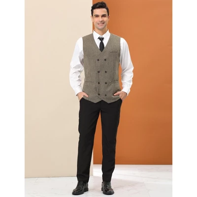 Lars Amadeus Men's Dress Suit Vest Double Breasted Slim Fit Prom Sleeveless Waistcoat 4 Lars Amadeus Men's Dress Suit Vest Double Breasted Slim Fit Prom Sleeveless Waistcoat - Image 2