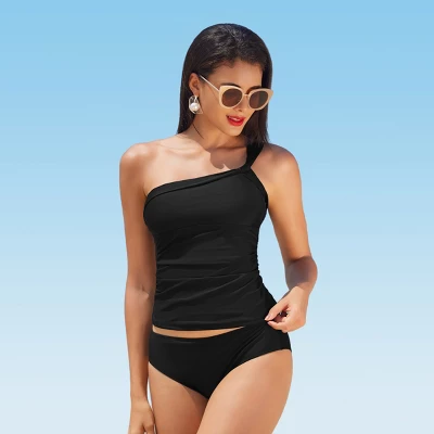 Women's One Shoulder Low Back Tankini Set - Cupshe 6 Women's One Shoulder Low Back Tankini Set - Cupshe - Image 4