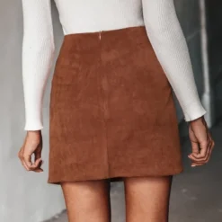 Women's Faux Suede Side Split Mini Skirt - Cupshe - Brown -Best Clothing Store GUEST 837bd727 ccab 4fba b86e 5708d78a9a4f