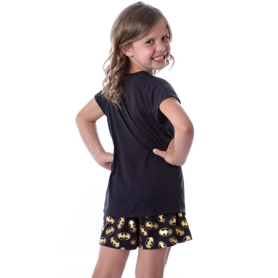 DC Comics Batgirl Superhero Gold Foil Logo Girls Short Sleeve Pajama Set Black 5 DC Comics Batgirl Superhero Gold Foil Logo Girls Short Sleeve Pajama Set Black - Image 3