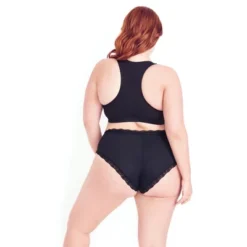 Women's Plus Size Zip Sports Bra - Black | HIPS & CURVES