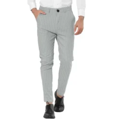 Lars Amadeus Men's Dress Striped Slim Fit Flat Front Business Trousers -Best Clothing Store GUEST 859dc452 d031 4a48 84b3 fdbca7162514