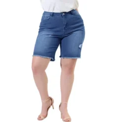 Agnes Orinda Women's Plus Size Denim Shorts Mid Rise Ripped Frayed Bermuda Jean Shorts -Best Clothing Store GUEST 859ff9ac 6718 4b0e ae6d b7e17402d02d