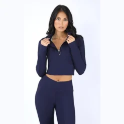 90 Degree By Reflex Interlink Ribbed Half Zip Long Sleeve Crop Top -Best Clothing Store GUEST 86d4a1fc 04fd 4228 9351 47a52017e9a2