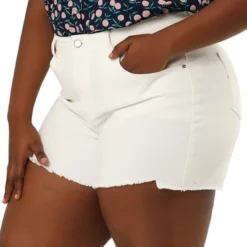 Agnes Orinda Women's Plus Size Denim Mid-Rise Stretchy Raw Hem Casual Jean Shorts -Best Clothing Store GUEST 87dbe729 3622 4232 be98 fabbb31faf8e