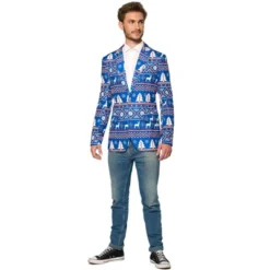 Suitmeister Men's Christmas Blazer - Christmas Blue Nordic Jacket - Blue -Best Clothing Store GUEST 88325fc3 70f3 4873 bf00 55c0f43b489d