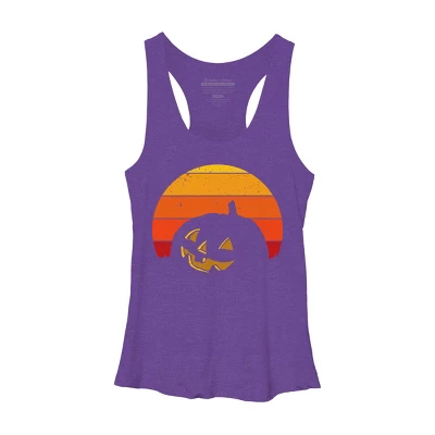 Women's Design By Humans Vintage Retro Sunset Halloween Pumpkin I By Lemonpepper Racerback Tank Top 5 Women's Design By Humans Vintage Retro Sunset Halloween Pumpkin I By Lemonpepper Racerback Tank Top - Image 3