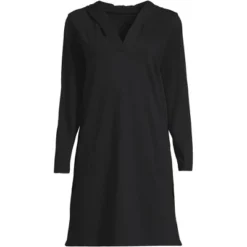 Lands' End Women's Cotton Jersey Long Sleeve Hooded Swim Cover-up Dress -Best Clothing Store GUEST 8a5782c3 cf2e 4463 afce 2d61d5d34eab