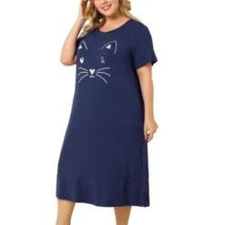 Agnes Orinda Womens Plus Size Short Sleeve Cute Cat Print Pockets Nightgown -Best Clothing Store GUEST 8b095caf f218 464c 9839 ca6cd244cdad