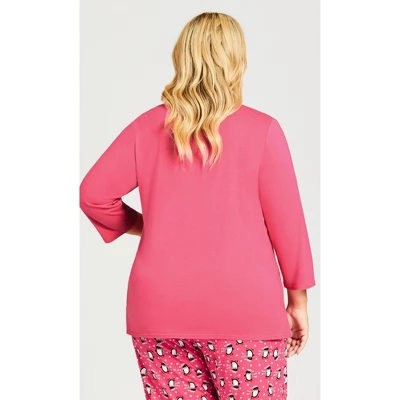 Women's Plus Size Cold Outside Sleep Top - Pink | AVENUE 4 Women's Plus Size Cold Outside Sleep Top - Pink | AVENUE - Image 2
