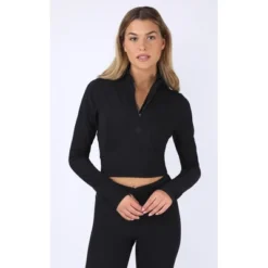 90 Degree By Reflex Interlink Ribbed Half Zip Long Sleeve Crop Top -Best Clothing Store GUEST 8bc8c975 9713 4d64 98c9 419c304bfd79