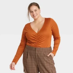 Women's Long Sleeve Ruched Slim Fit Bodysuit - A New Day™ -Best Clothing Store GUEST 8bf9164d 1d11 467a 8e8b 64c6582fdb4a