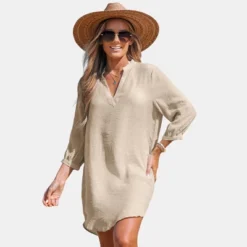 Women's V-Neck Mini Cover-Up Dress - Cupshe -Best Clothing Store GUEST 8d93fbc7 b620 4255 9323 ff0a64fe2631