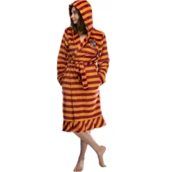 Harry Potter Juniors' Striped Ruffle Hooded Plush Fleece Robe -Best Clothing Store GUEST 8ddf0ba0 9a0d 4d70 aaa1 7da66cea7a37