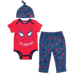 Marvel Avengers Hulk Captain America Spider-Man Baby Bodysuit Pants And Hat 3 Piece Outfit Set Newborn To Infant -Best Clothing Store GUEST 8ddf9333 408b 413a a48a 6b19e49ac2e4