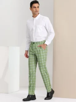 Lars Amadeus Men's Plaid Casual Regular Fit Flat Front Stretch Dress Pants -Best Clothing Store GUEST 8e532d39 de84 4632 b084 adfb0e0d0d31