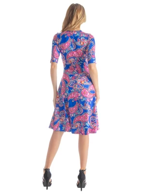 Womens Elbow Length Sleeves Blue Floral Shirt Dress 4 Womens Elbow Length Sleeves Blue Floral Shirt Dress - Image 2