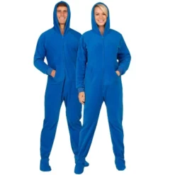 Footed Pajamas - Brilliant Blue Adult Hoodie Fleece Onesie -Best Clothing Store GUEST 8efd1f08 cfa3 4484 81f9 cc671163b233