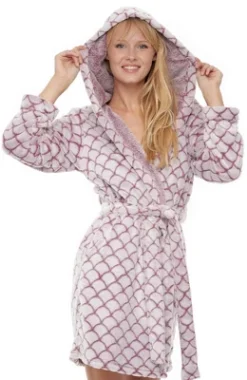 Women's Warm Soft Plush Fleece Bathrobe With Hood, Knee Length Hooded Robe, Seashell Scalloped 21 Women's Warm Soft Plush Fleece Bathrobe With Hood, Knee Length Hooded Robe, Seashell Scalloped -Best Clothing Store GUEST 8fe27d43 ab4e 407d 94b4 f0a61fcf3a27