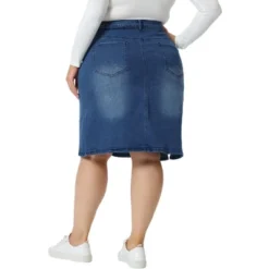 Agnes Orinda Women's Plus Size Casual Slim Side Slit Jean Denim Pencil Skirt -Best Clothing Store GUEST 90413d2d 87d5 4da7 8edf f1b933f92e6c
