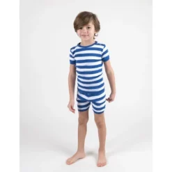 Kids Short Sleeve Striped Cotton Pajamas