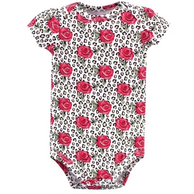 Little Treasure Baby Girl Cotton Bodysuits 3pk, Leopard Rose 4 Little Treasure Baby Girl Cotton Bodysuits 3pk, Leopard Rose - Image 2