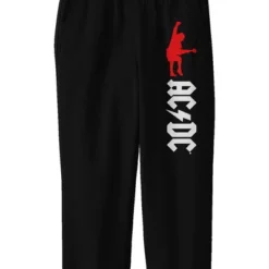 AC/DC Angus Young Red Silhouette Youth Black Graphic Sweatpants
