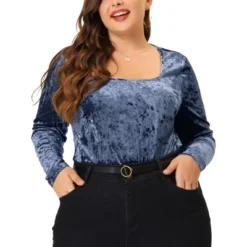 Agnes Orinda Women's Plus Size Blouse Vintage Velvet T-Shirt Casual Long Sleeve Tops -Best Clothing Store GUEST 93d9eed1 edb1 4b8c 8e95 0df00271bd0d