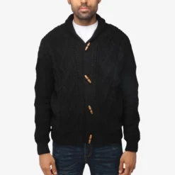 X RAY Men's Faux Shearling Shawl Collar Cable Knit Cardigan Sweater -Best Clothing Store GUEST 95da8a66 e9da 4fbb b794 9cb1810384ca