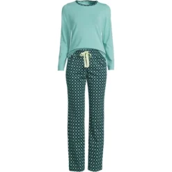 Lands' End Women's Tall Knit Pajama Set Long Sleeve T-Shirt And Pants -Best Clothing Store GUEST 965f9297 fcfe 41d1 8d1d 57ad0adedb3d