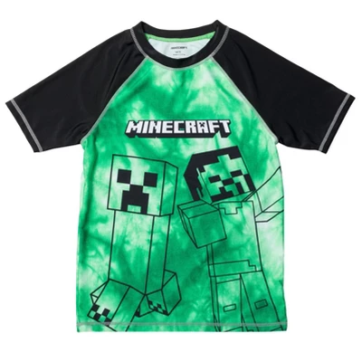 Minecraft Creeper Rash Guard Swim Shirt Little Kid To Big Kid 12 Minecraft Creeper Rash Guard Swim Shirt Little Kid To Big Kid - Image 10