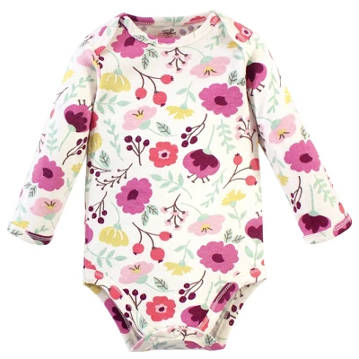 Touched By Nature Baby Girl Organic Cotton Long-Sleeve Bodysuits 5pk, Botanical 4 Touched By Nature Baby Girl Organic Cotton Long-Sleeve Bodysuits 5pk, Botanical - Image 2