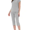 Cheibear Womens Sleepwear Pajama Set Nightwear Round Neck Loungewear With Capri Pants -Best Clothing Store GUEST 993d80f8 349f 4d05 a5bc 25ce9d4ac551