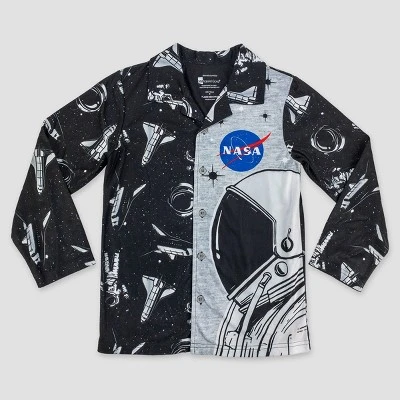 Boys' NASA Space 2pc Coat Pajama Set - Black 3 Boys' NASA Space 2pc Coat Pajama Set - Black