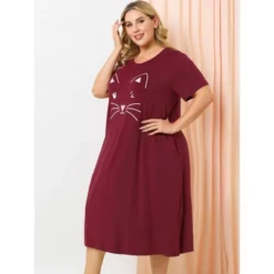 Agnes Orinda Womens Plus Size Short Sleeve Cute Cat Print Pockets Nightgown -Best Clothing Store GUEST 99af4773 c7c0 461e 9638 6a2d1729224f