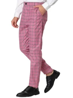 Lars Amadeus Men's Business Plaid Pants Casual Slim Fit Checked Dress Trousers -Best Clothing Store GUEST 9a78bab4 a410 476e a43b a830f6d16667