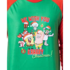 Nickelodeon Mens' SpongeBob SquarePants Krabby Christmas Pajama Set Red