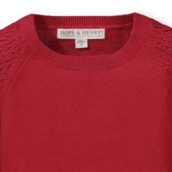 Hope & Henry Girls' Organic Cotton Skater Sweater Dress With Pointelle Sleeves, Infant