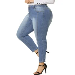 Agnes Orinda Women's Plus Size Mid Rise Stretch Washed Skinny Denim Jeans -Best Clothing Store GUEST 9d2c2f85 367d 4336 8de8 e8193b999464