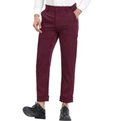 Lars Amadeus Men's Stripe Dress Pants Straight Fit Vertical Stripe Formal Pants Business Trousers -Best Clothing Store GUEST 9dd6436e 3e57 42b5 bcdc b618dfad5534