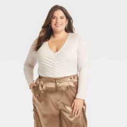 Women's Long Sleeve Ruched Slim Fit Bodysuit - A New Day™ -Best Clothing Store GUEST 9e5af9e2 1808 4e93 baac 373b181a715e