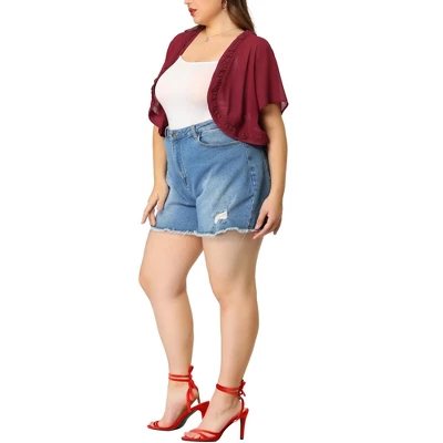 Agnes Orinda Women's Plus Size Cardigan Bolero Lace Floral Sheer Loose Shrug 3 Agnes Orinda Women's Plus Size Cardigan Bolero Lace Floral Sheer Loose Shrug