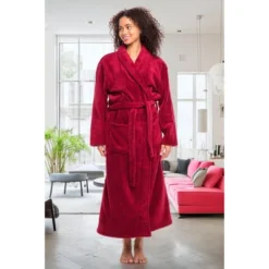 Women's Warm Fleece Winter Robe, Long Soft Plush Bathrobe