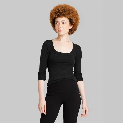 Women's Long Sleeve Scoop Neck T-Shirt - Wild Fable™ 3 Women's Long Sleeve Scoop Neck T-Shirt - Wild Fable™