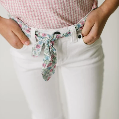 Hope & Henry Girls' Organic Cotton Skinny Stretch Denim With Fabric Belt, Infant 3 Hope & Henry Girls' Organic Cotton Skinny Stretch Denim With Fabric Belt, Infant